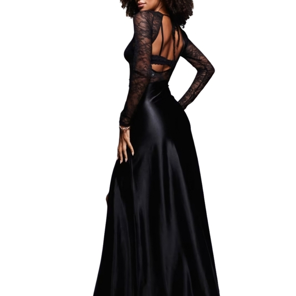 0007 ASOS DESIGN Lace Longsleeve Maxi Dress Open Back Fall Summer Size 4-6 - Picture 2 of 14